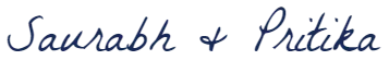 Text displaying the names 'Saurabh &amp; Pritika'.